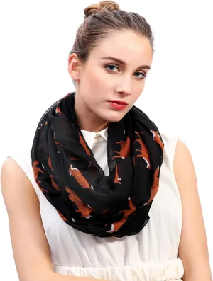 Lina & Lily Fox Animal Print Women's Infinity Scarf Lightweight