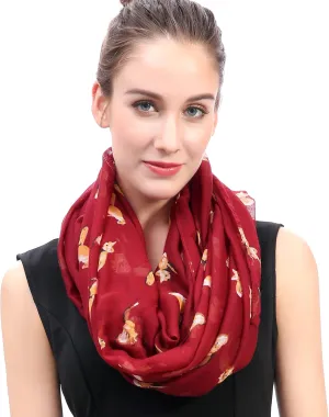 Lina & Lily Fox Animal Print Women's Infinity Scarf Lightweight