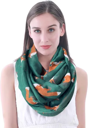 Lina & Lily Fox Animal Print Women's Infinity Scarf Lightweight