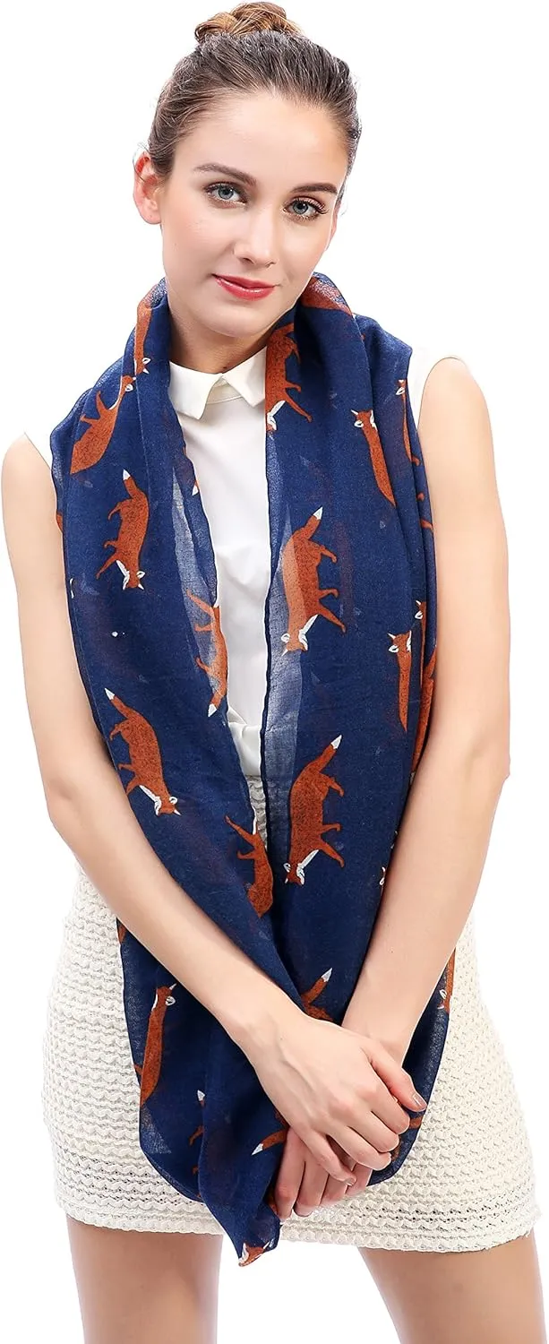 Lina & Lily Fox Animal Print Women's Infinity Scarf Lightweight