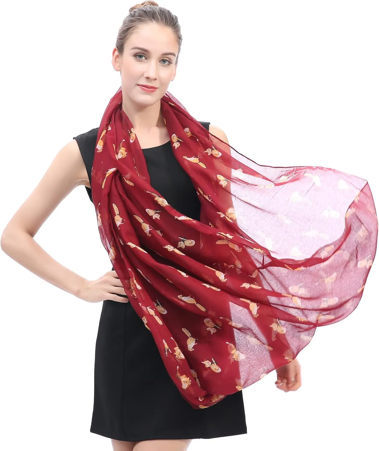 Lina & Lily Fox Animal Print Women's Infinity Scarf Lightweight