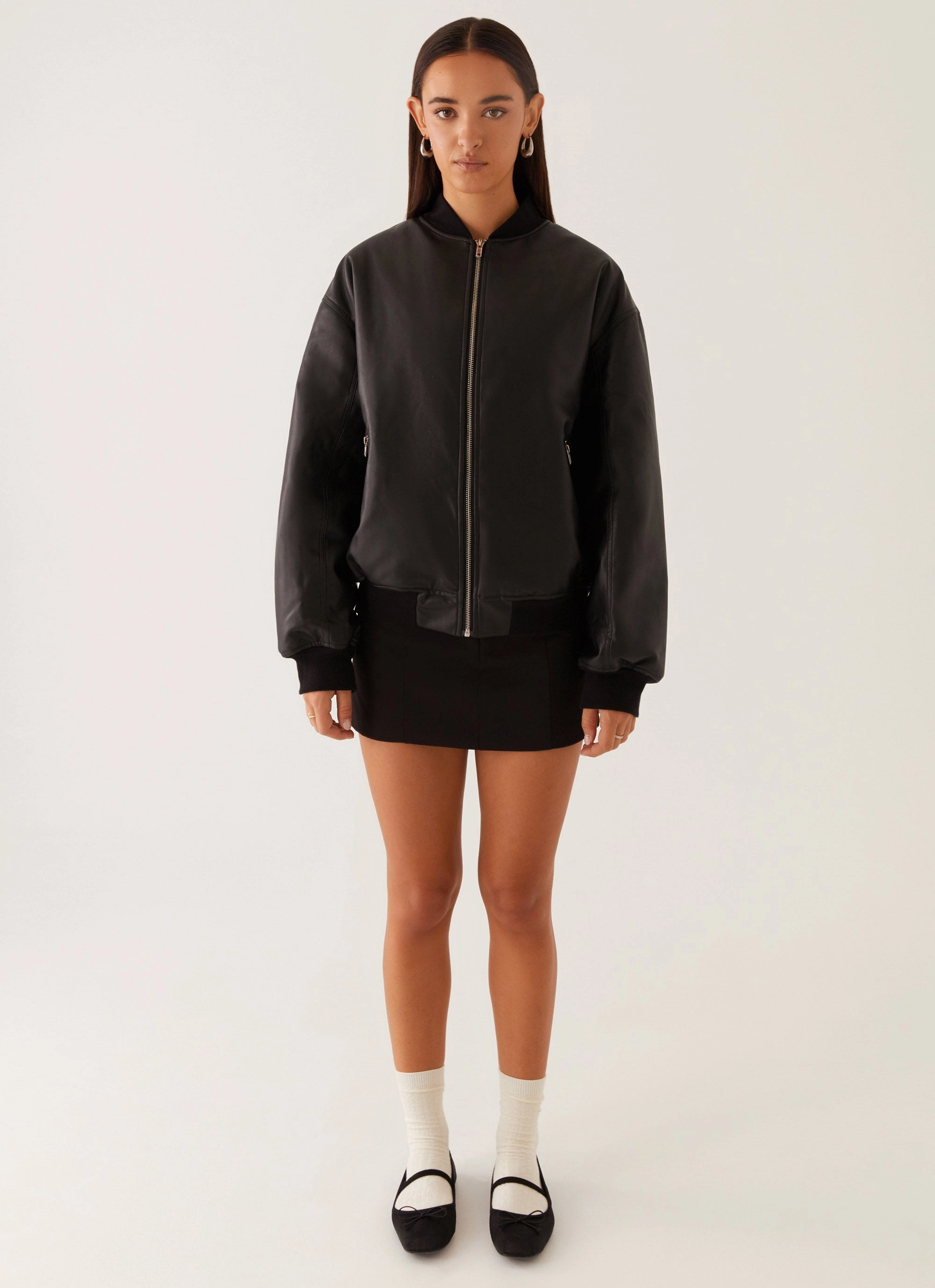 Lincoln Bomber Jacket - Black Kangaroo Pocket