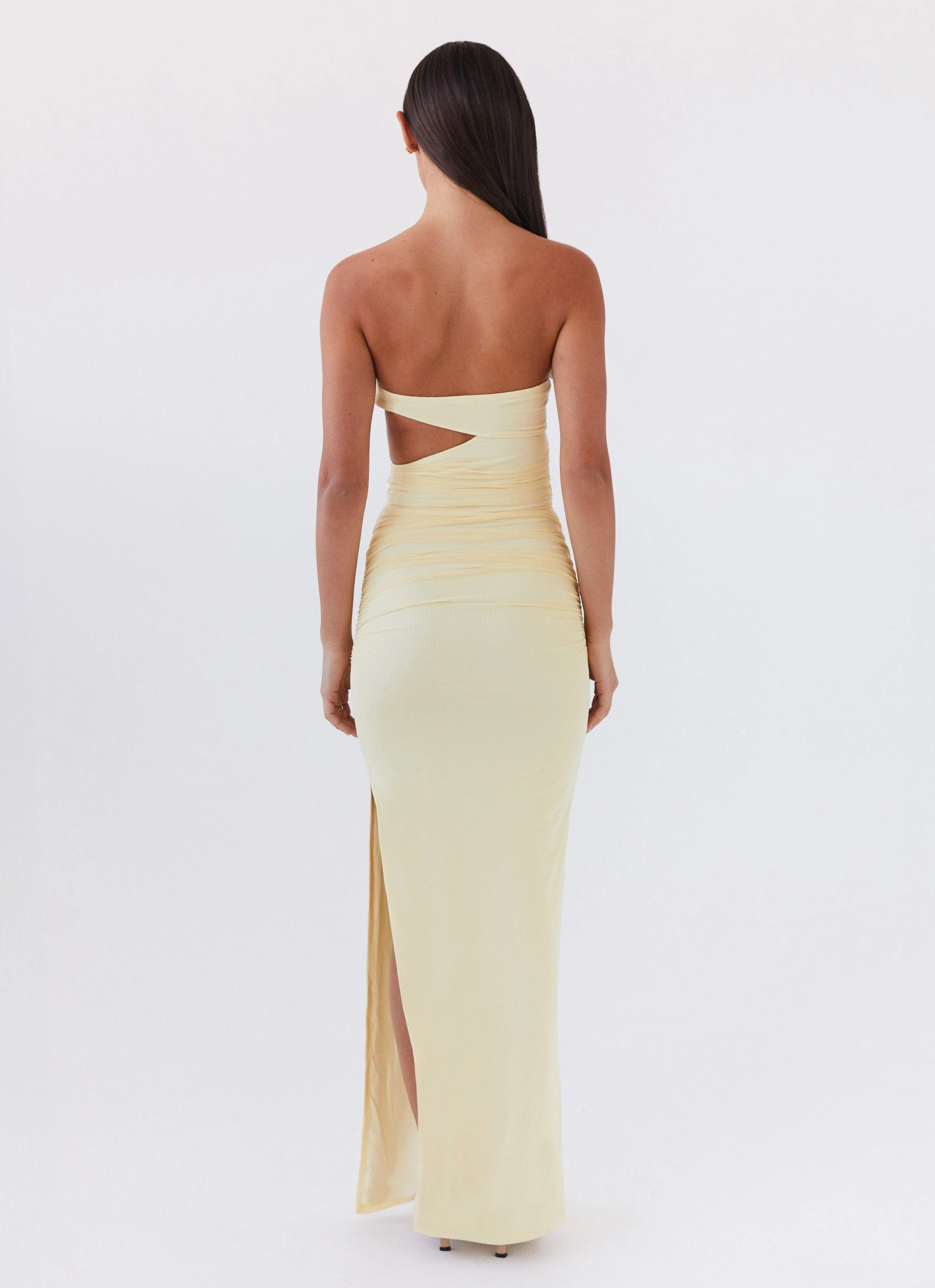 Into Pieces Mesh Maxi Dress - Lemon Fashion Option Office Cool