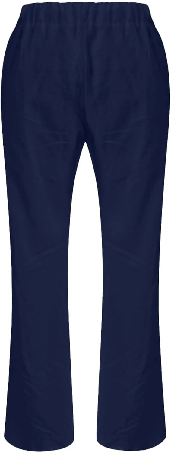 Linen Pants for Women Drawstring Wide Straight Leg Loose Fit Trousers with Pocket Summer Casual Outing Loungewear