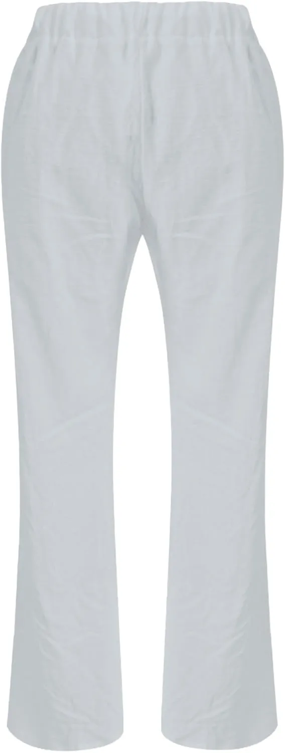 Linen Pants for Women Drawstring Wide Straight Leg Loose Fit Trousers with Pocket Summer Casual Outing Loungewear