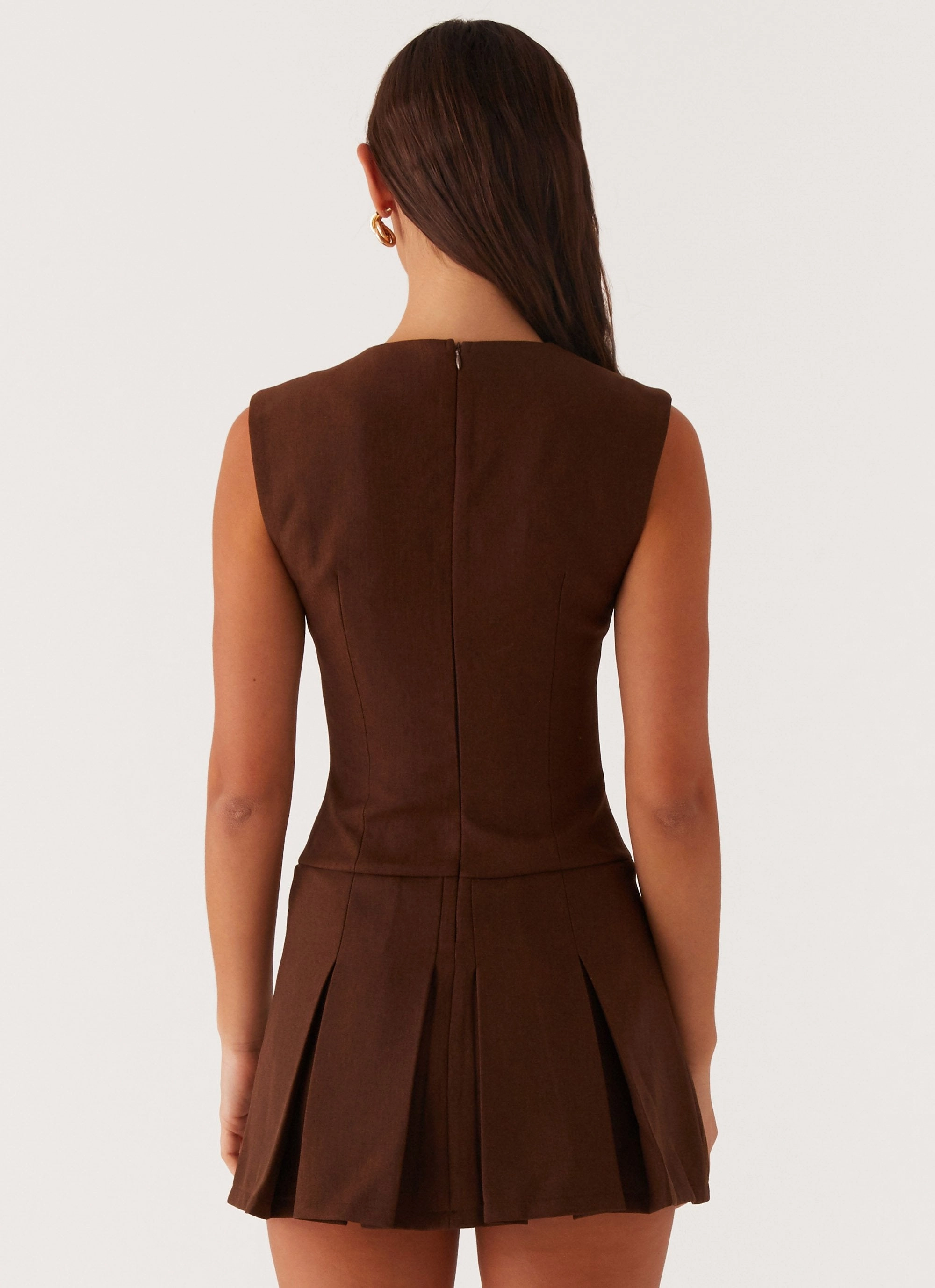 Cassia Mini Dress - Brown Relax Cut