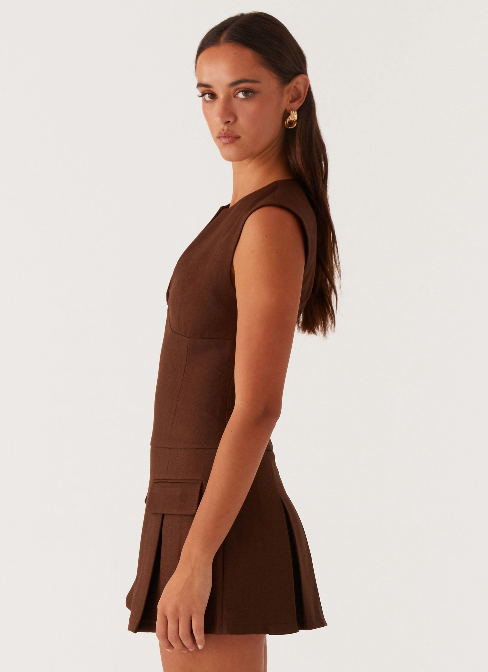 Lounge Mood Easy Texture Cassia Mini Dress - Brown