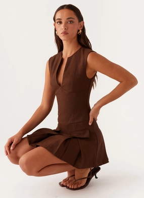 Chic Comfort Look Cassia Mini Dress - Brown