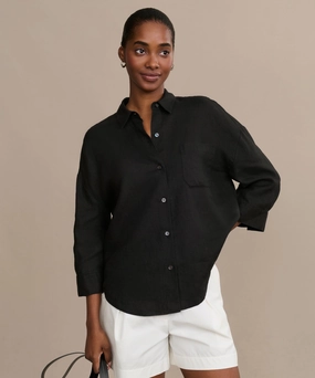 Linen Logan Shirt Non Slip Shoulder Seams VersatileNeckline