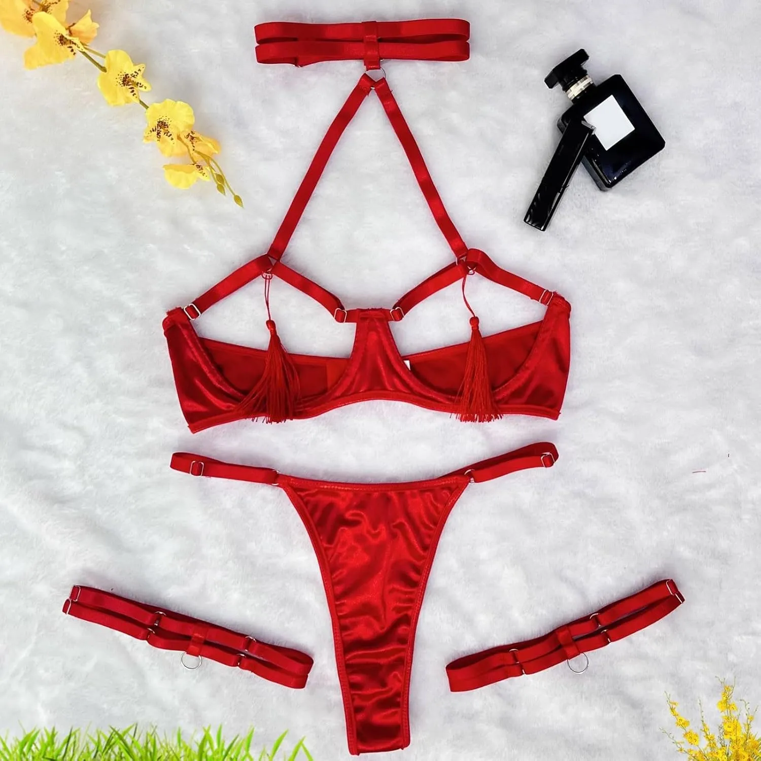 Lingerie for Women Plus Size And Panty Set Strappy Lace Lingerie Sexy Lingerie