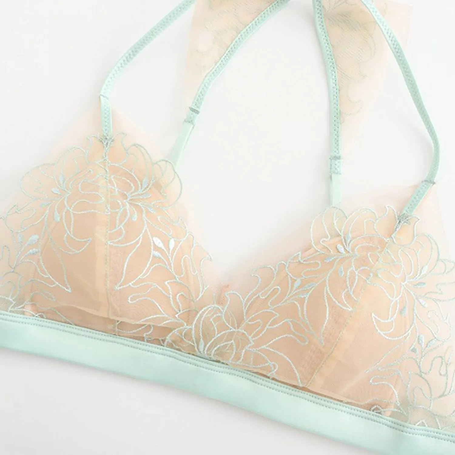 Lingerie Set Women's Sexy Bra and Panty Sets No Underwire Triangle Cup Embroidery Bralettes Underwear Set