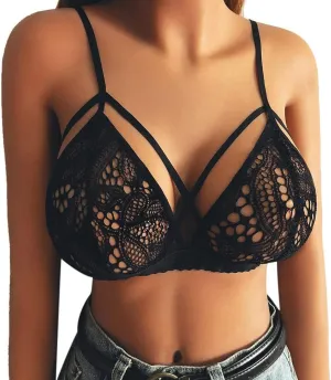 Lingerie Sets 2023 Lace Corset Sexy Women Bustier Top Up Push Bralette Bandage Underwear Lingerie (Black, S)