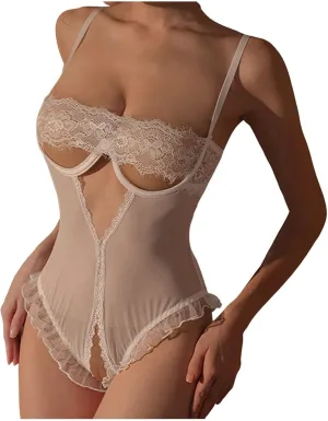 Lingerie Stockings Elegant Lace Set Lingeries Womens Mesh Fishnet Outfit Stretch Chemise Mesh Bodysuits Underwear