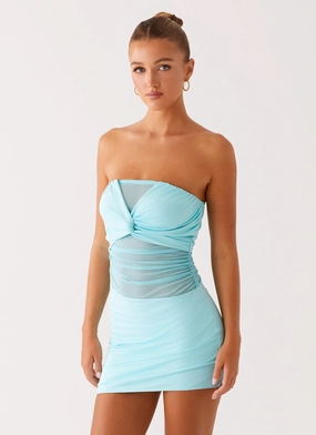 Fluid movement Lita Twist Mini Dress - Turquoise