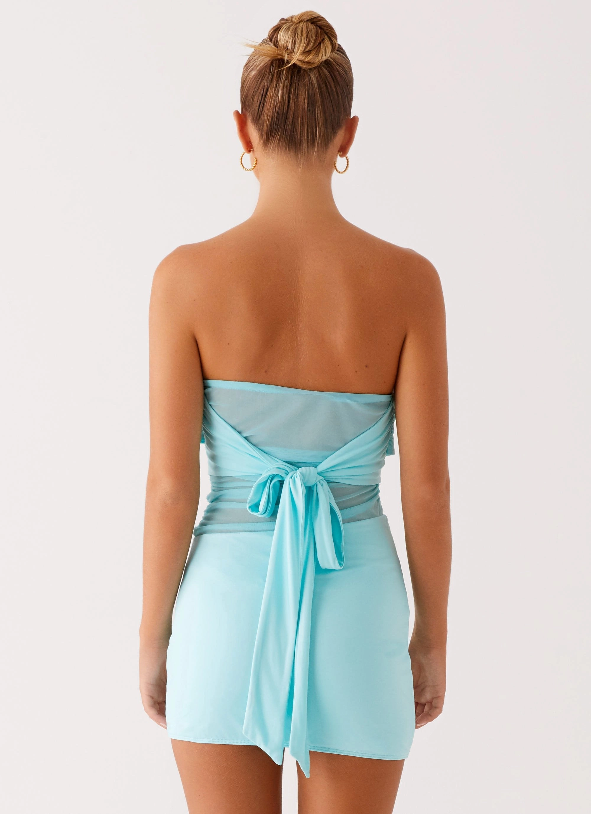 Lita Twist Mini Dress - Turquoise High low hem