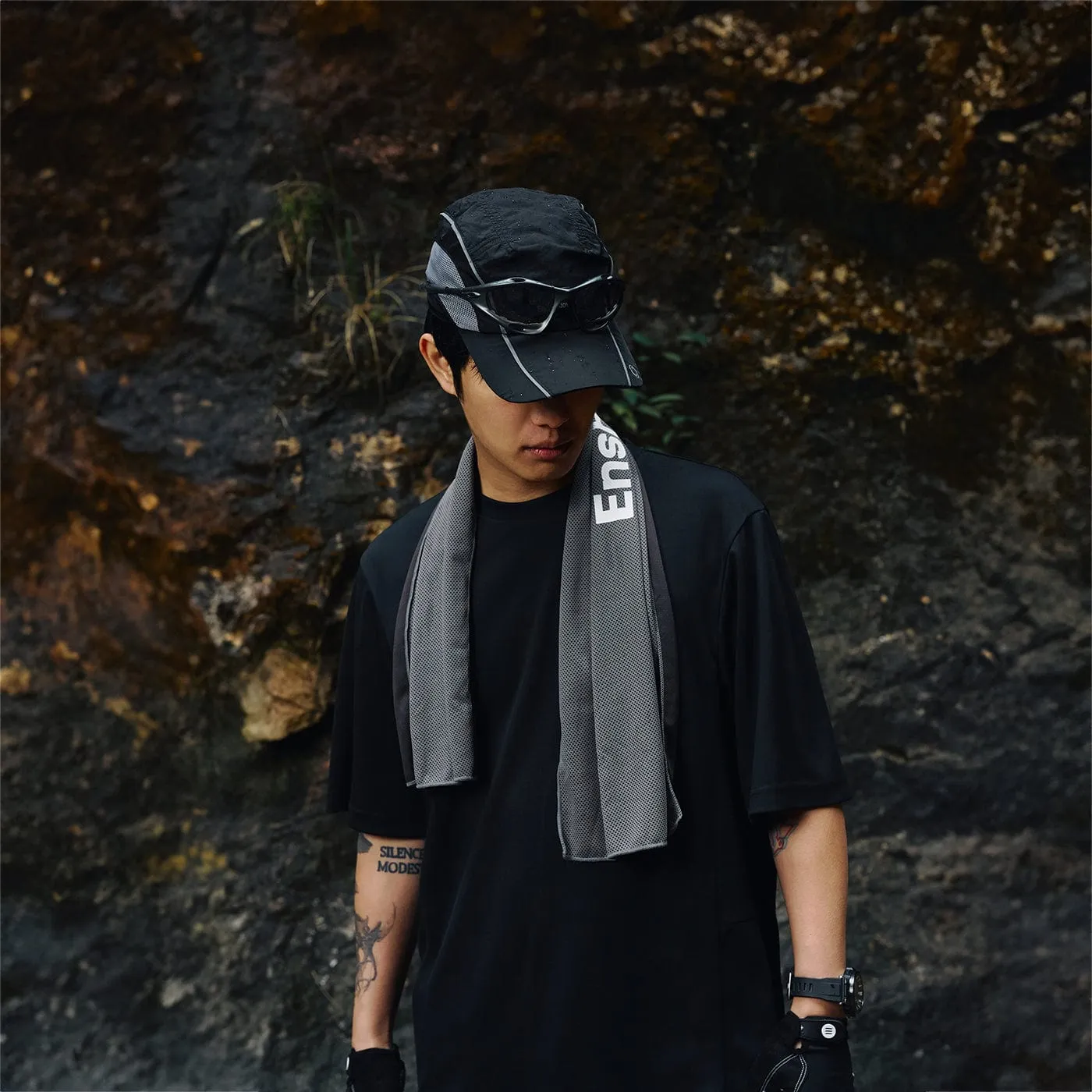 Logo Black Panel Sports Towel