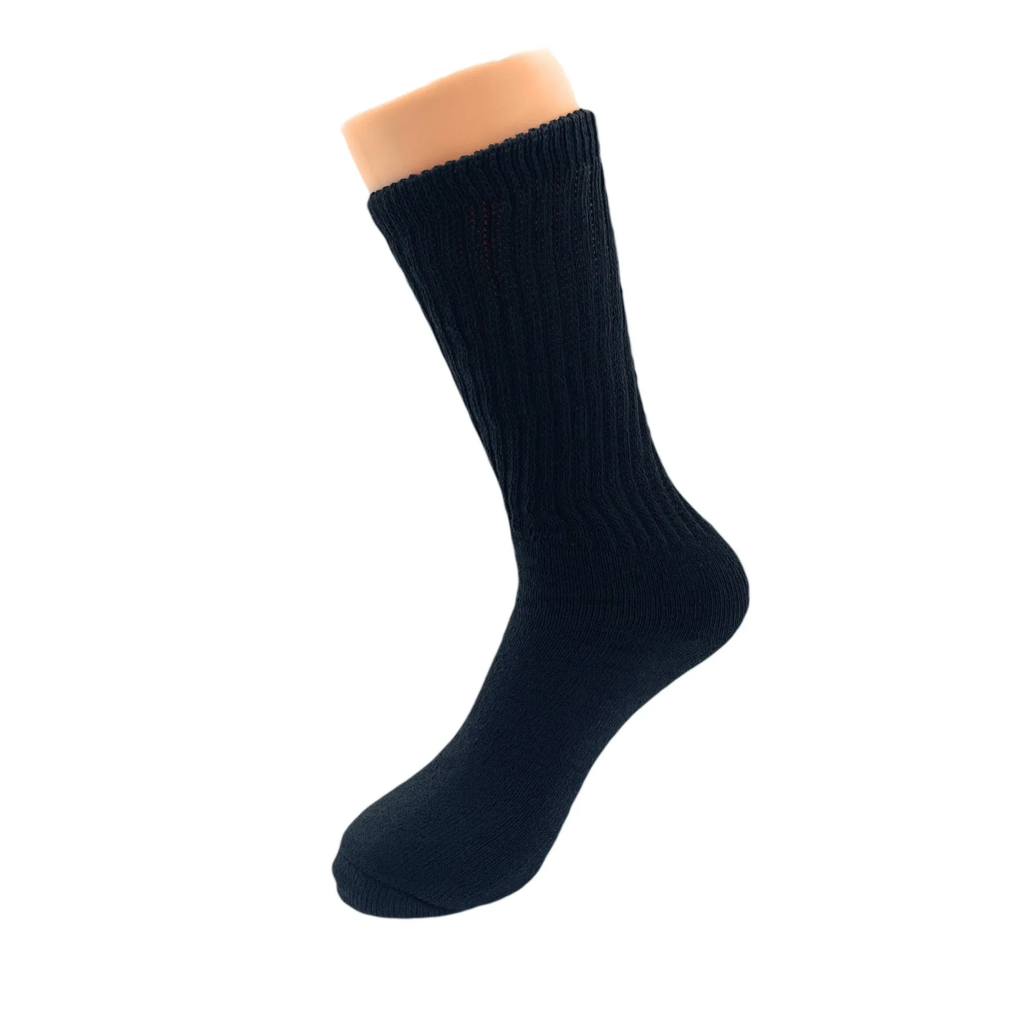 Long Cotton Crew Socks for Women with Cushioned Sole Mid-Calf Socks 3 Pairs