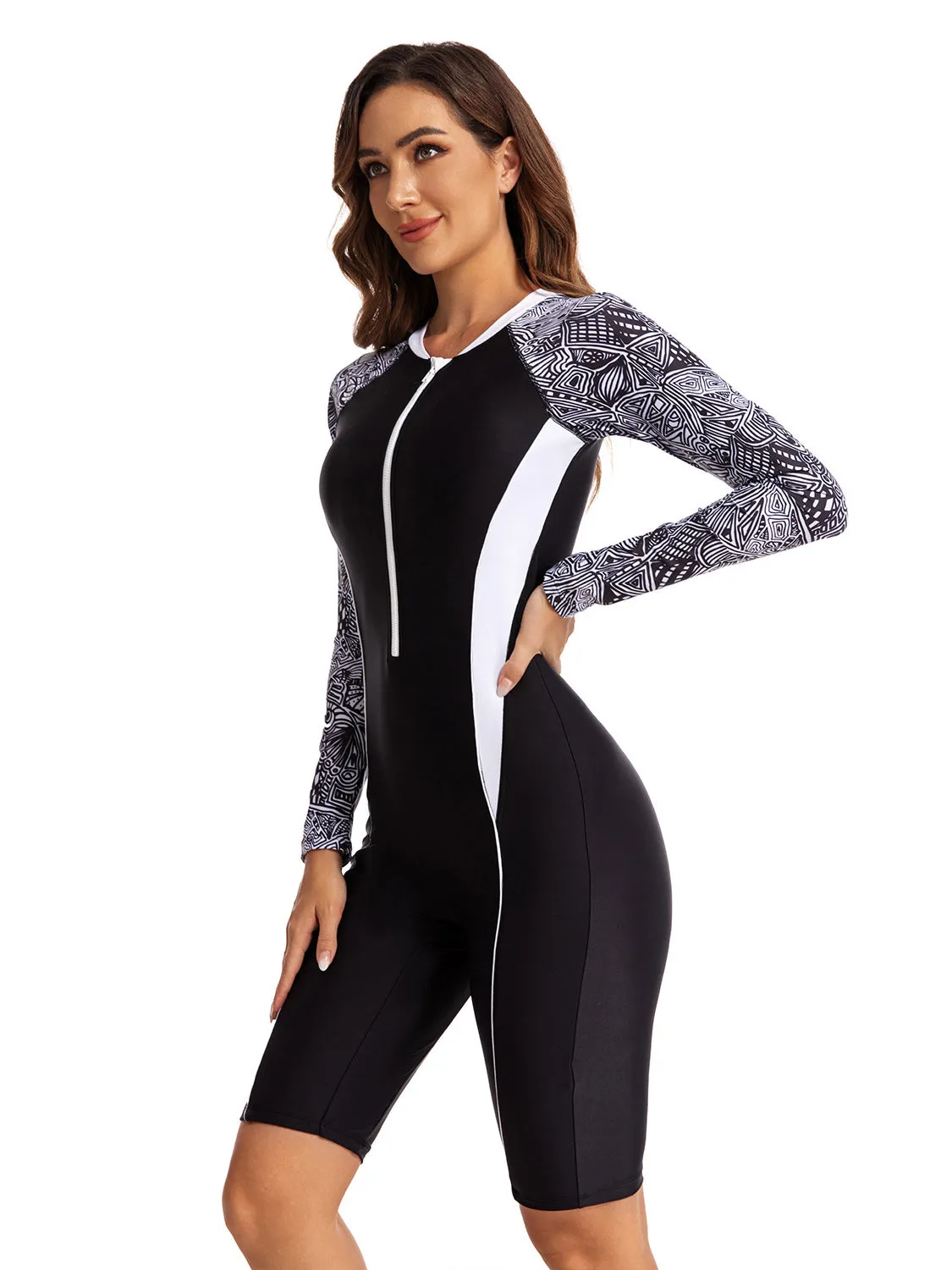 Long Sleeve Sun Protection One-piece Swimsuit Surf Suit UV Protection UPF50  Rash Guard