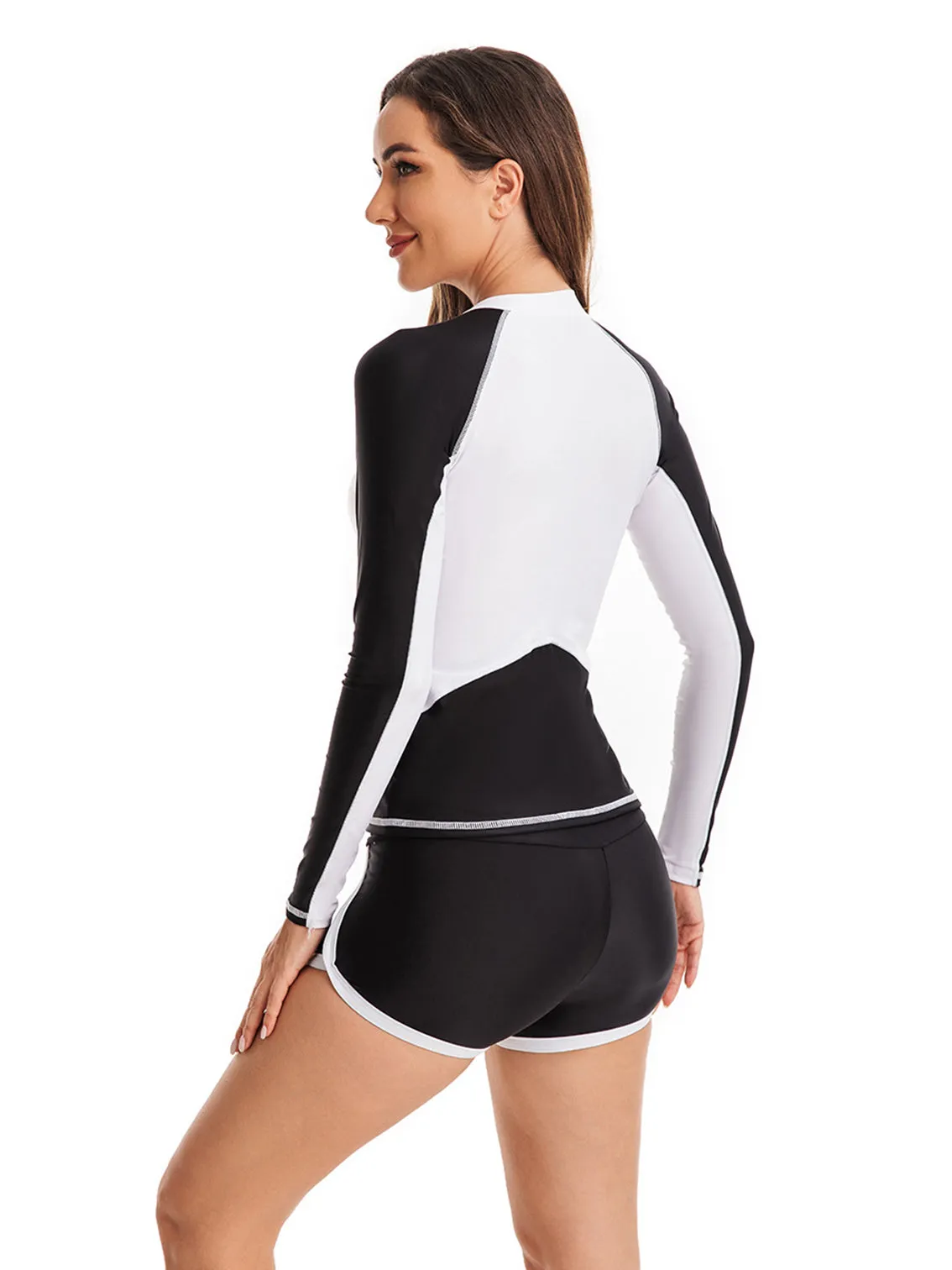 Long-sleeve zippered two-piece swimsuit UPF50  Rash Guard