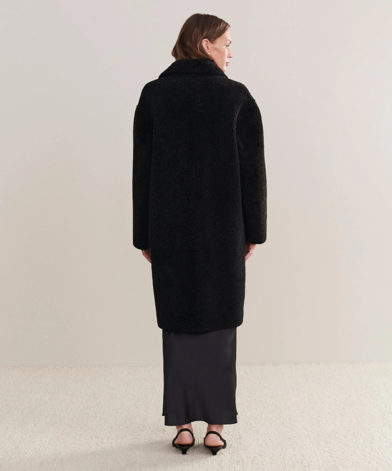 Clean Street Look Long Shearling Yves Shawl Coat