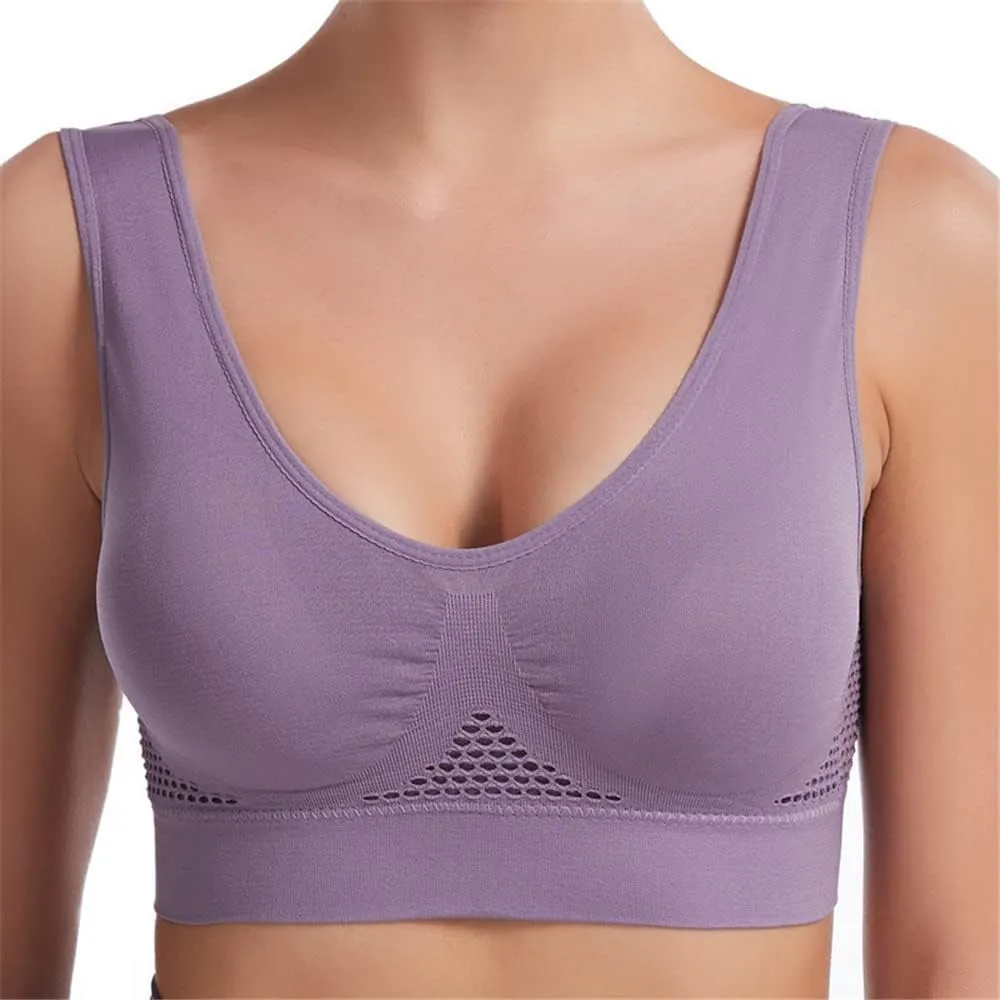 LONGLUAN Breathable Cool Liftup Air Bra, Seamless Wireless Cooling Comfort Breathable Bra with Removable Pads