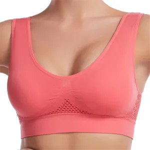 LONGLUAN Breathable Cool Liftup Air Bra, Seamless Wireless Cooling Comfort Breathable Bra with Removable Pads