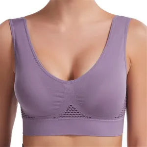 LONGLUAN Breathable Cool Liftup Air Bra, Seamless Wireless Cooling Comfort Breathable Bra with Removable Pads