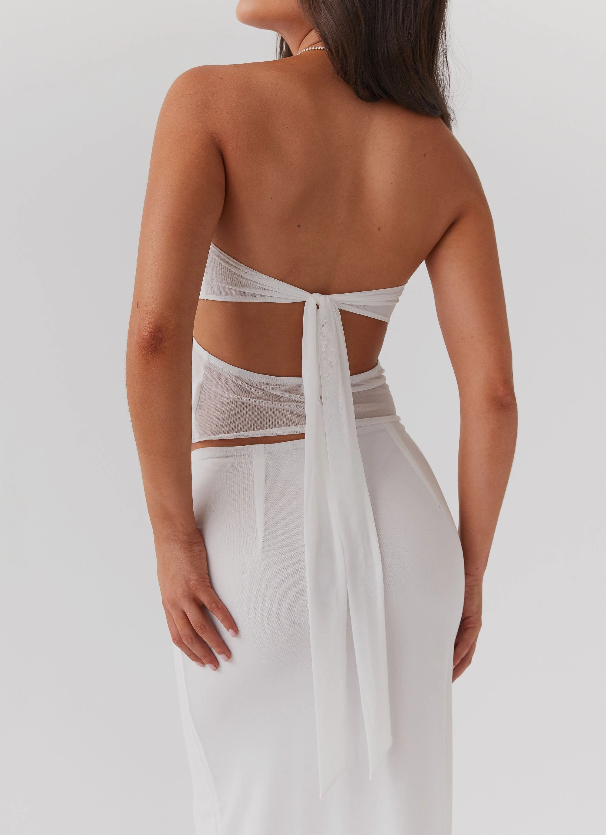 Look At Me Strapless Top - White Compression Panels Flexible Joint Articulation