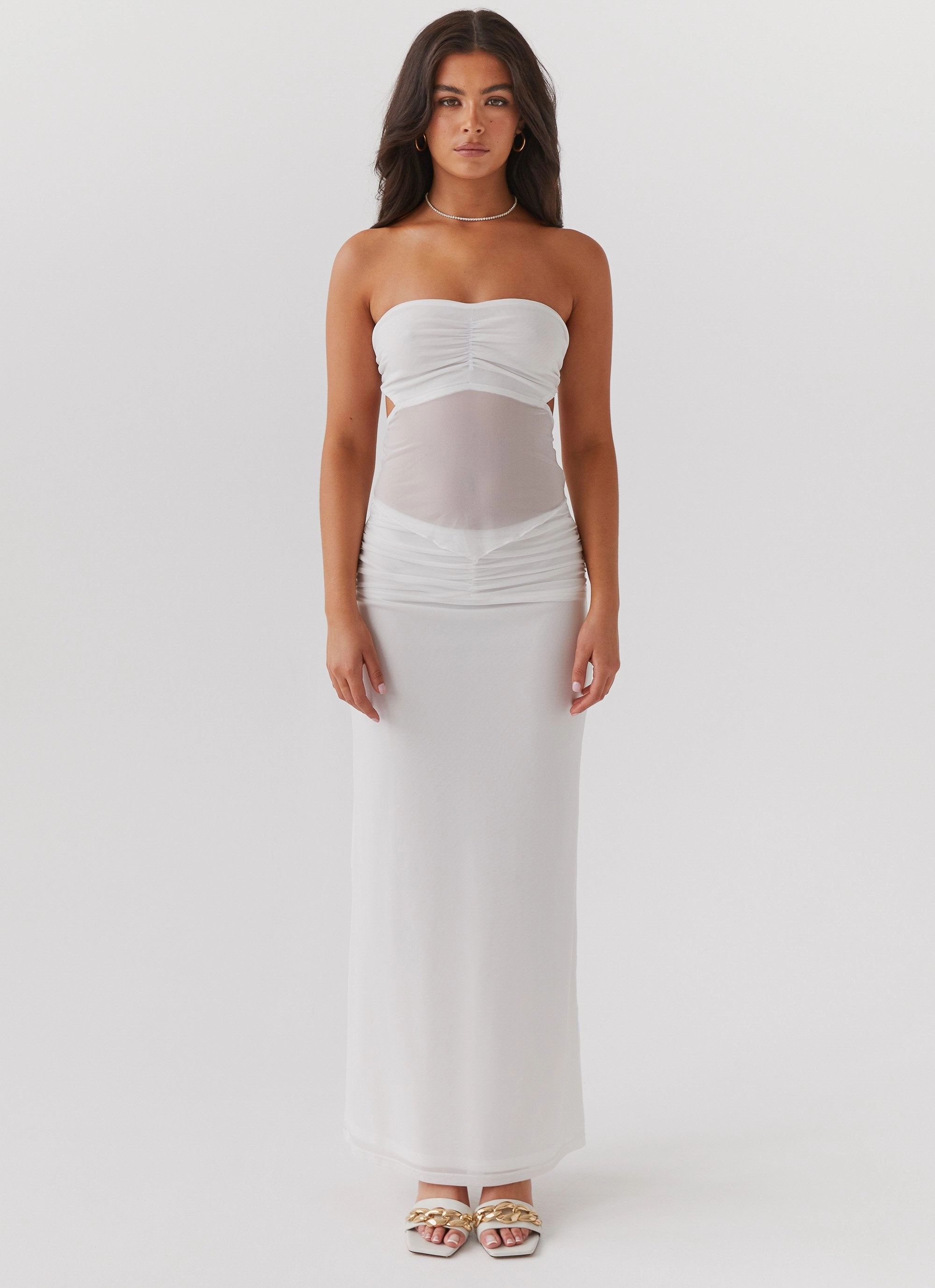 Look At Me Strapless Top - White Soft Shell