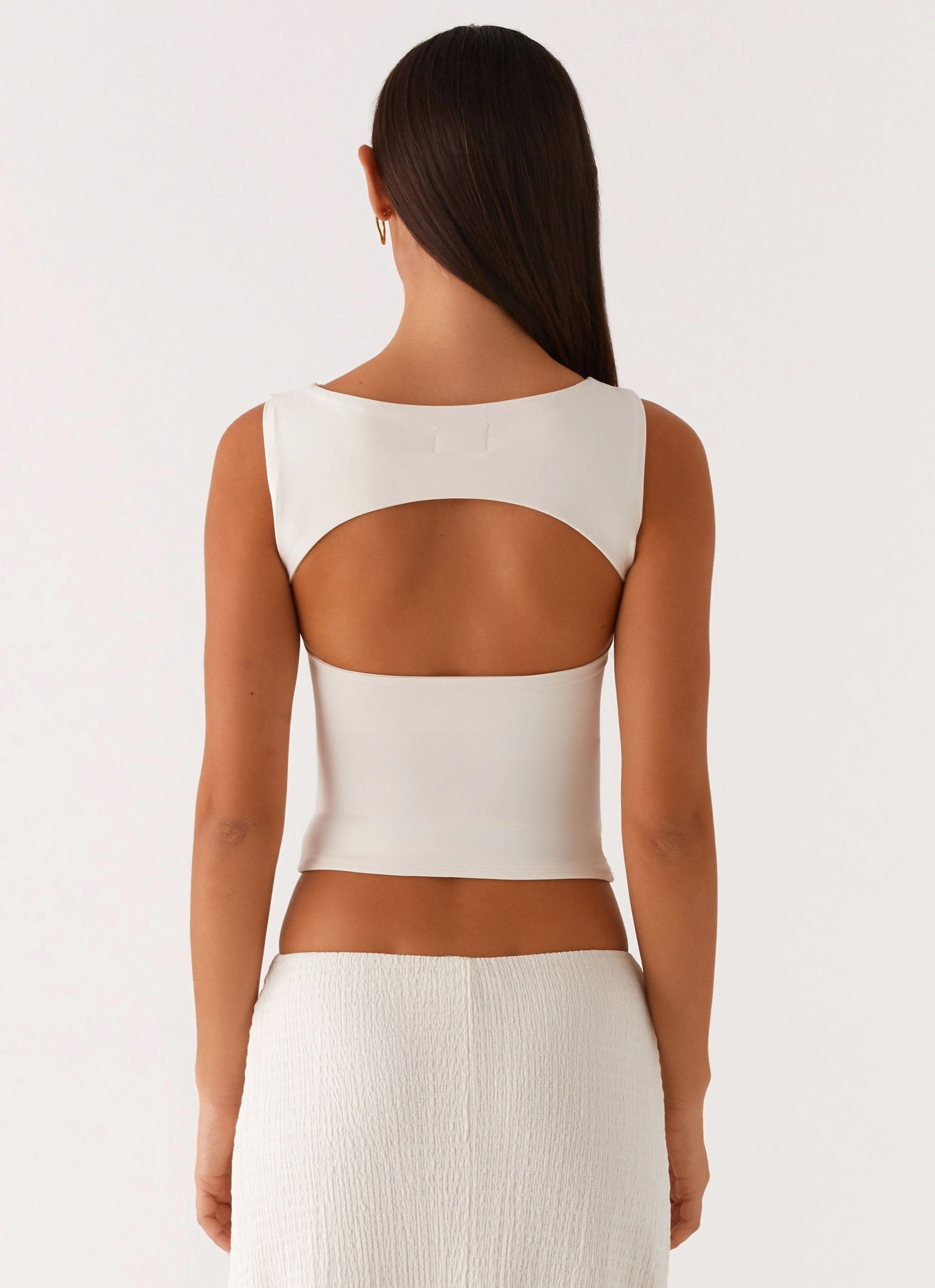 Lagoon Cut Out Top - Ivory Adjustable Shoulder Straps