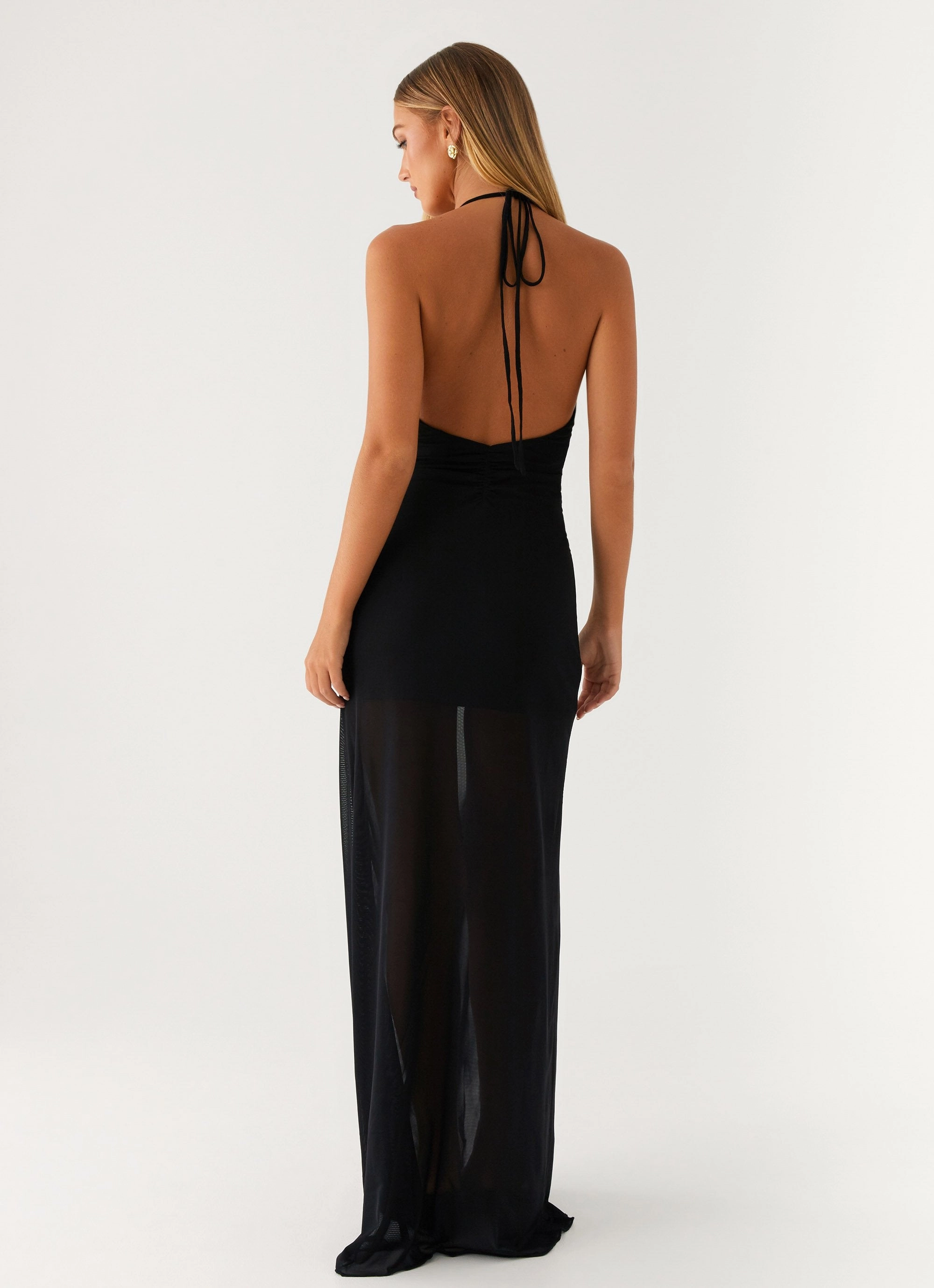 Louvre Maxi Dress - Black Side Slit Shore Time