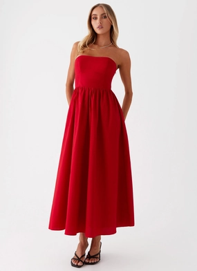 Short Sleeve Cool Layers Love Me Later Midi Dress - Red