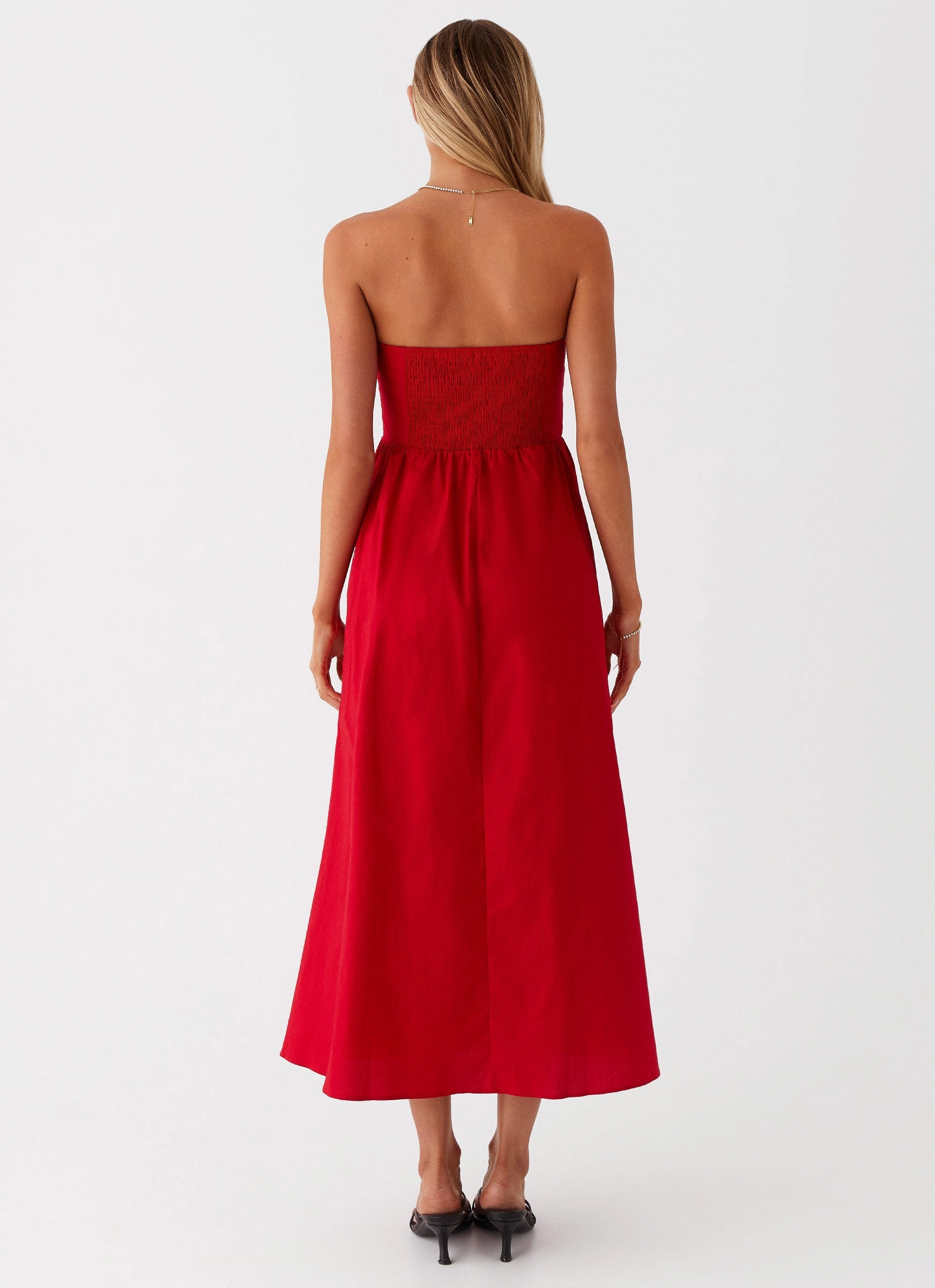 Pure Color Love Me Later Midi Dress - Red