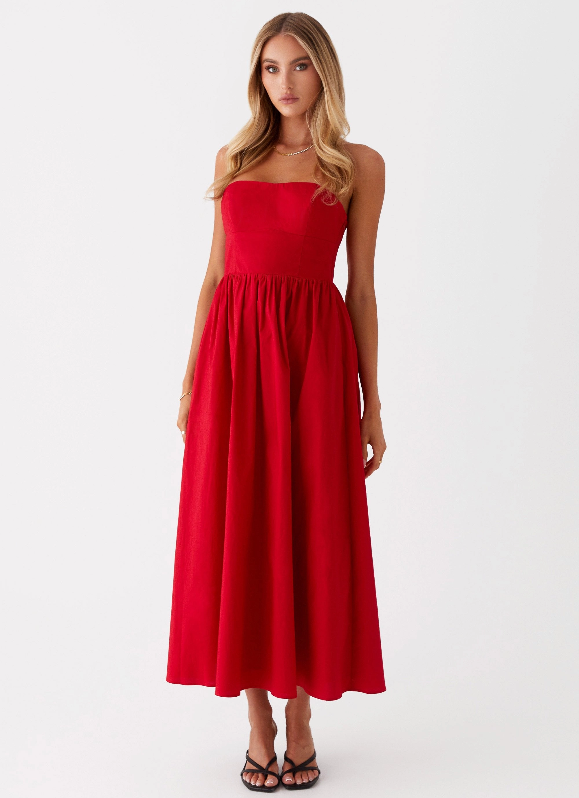 Love Me Later Midi Dress - Red Chic Appeal Weekend Favorite