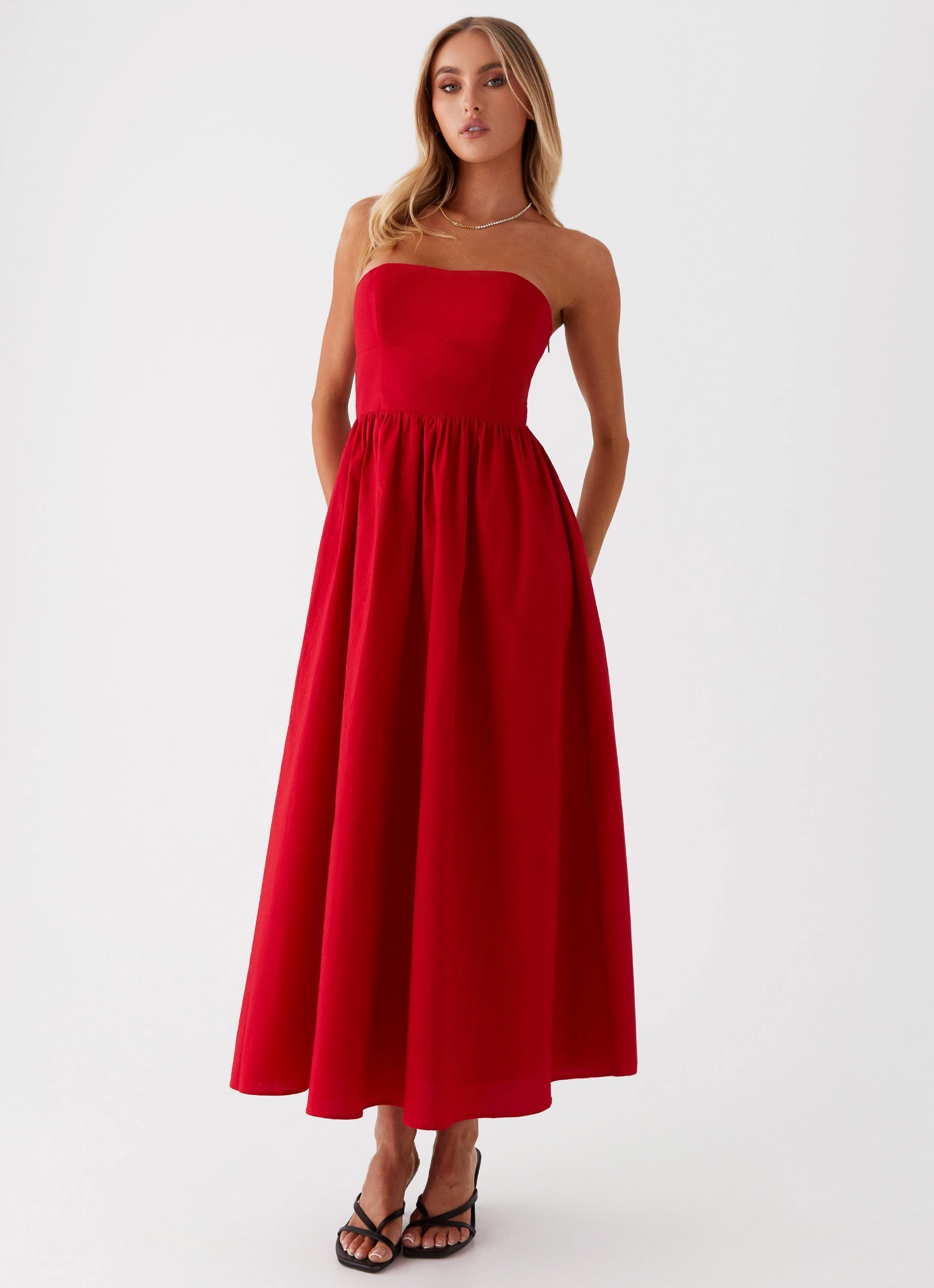 Short Sleeve Cool Layers Love Me Later Midi Dress - Red