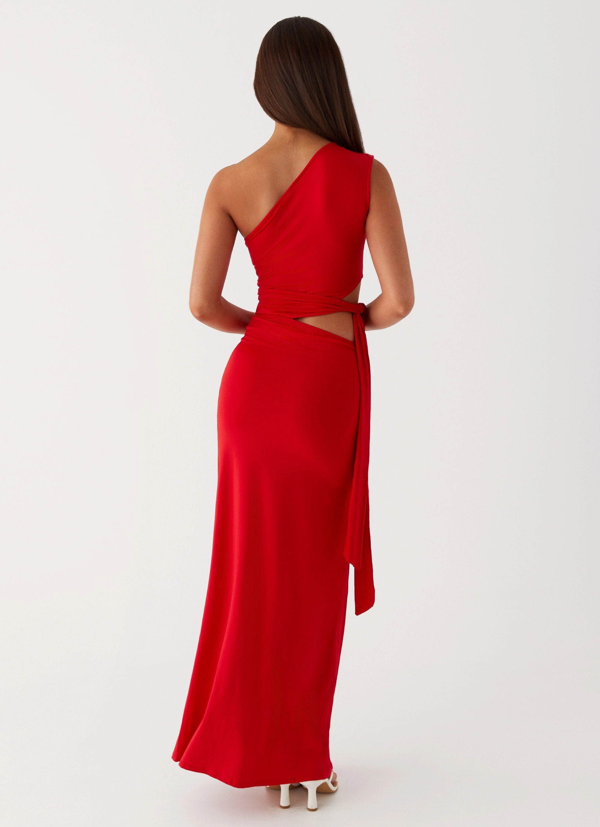 Easy Fit Simple Elegance Love Me Tie Maxi Dress - Red