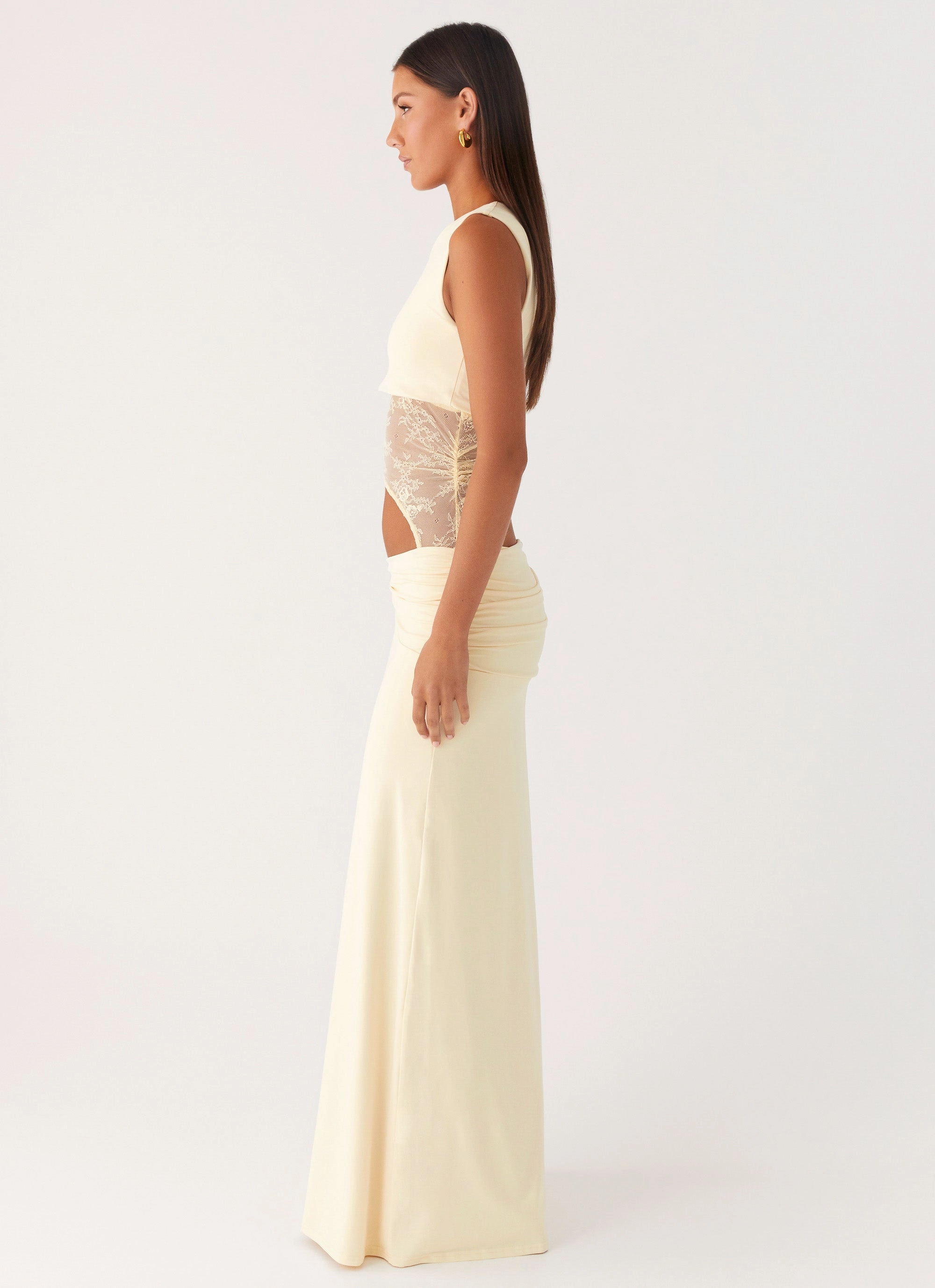 Love Motion Maxi Dress - Lemon Breathable Comfort Wear Asymmetric-Neck