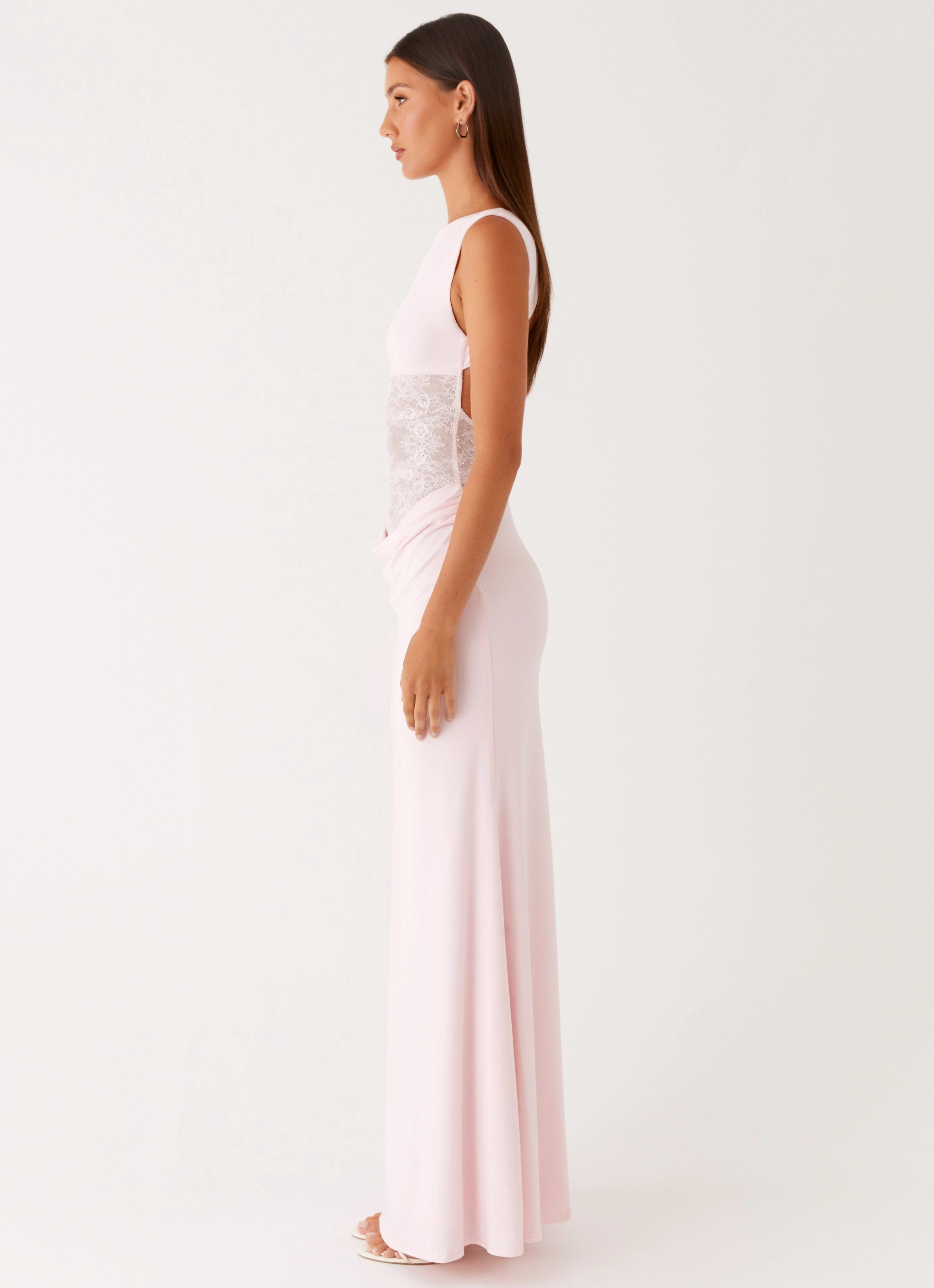 Love Tease Maxi Dress - Baby Pink Zip-Closure Wide Swing
