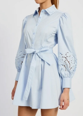 Mood Friendly En Saison Abigal Eyelet Mini Shirtdress