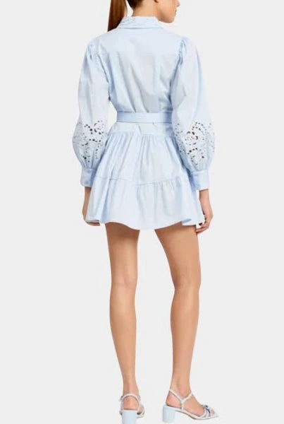 Contemporary Vibe En Saison Abigal Eyelet Mini Shirtdress