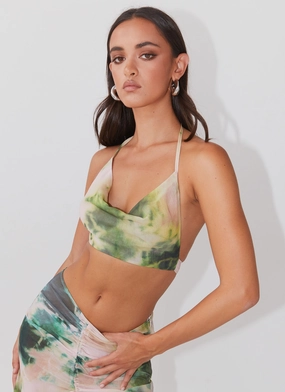 Zenta Cowl Neck Top - Rainforest Interlock Knit ZonalVentilation