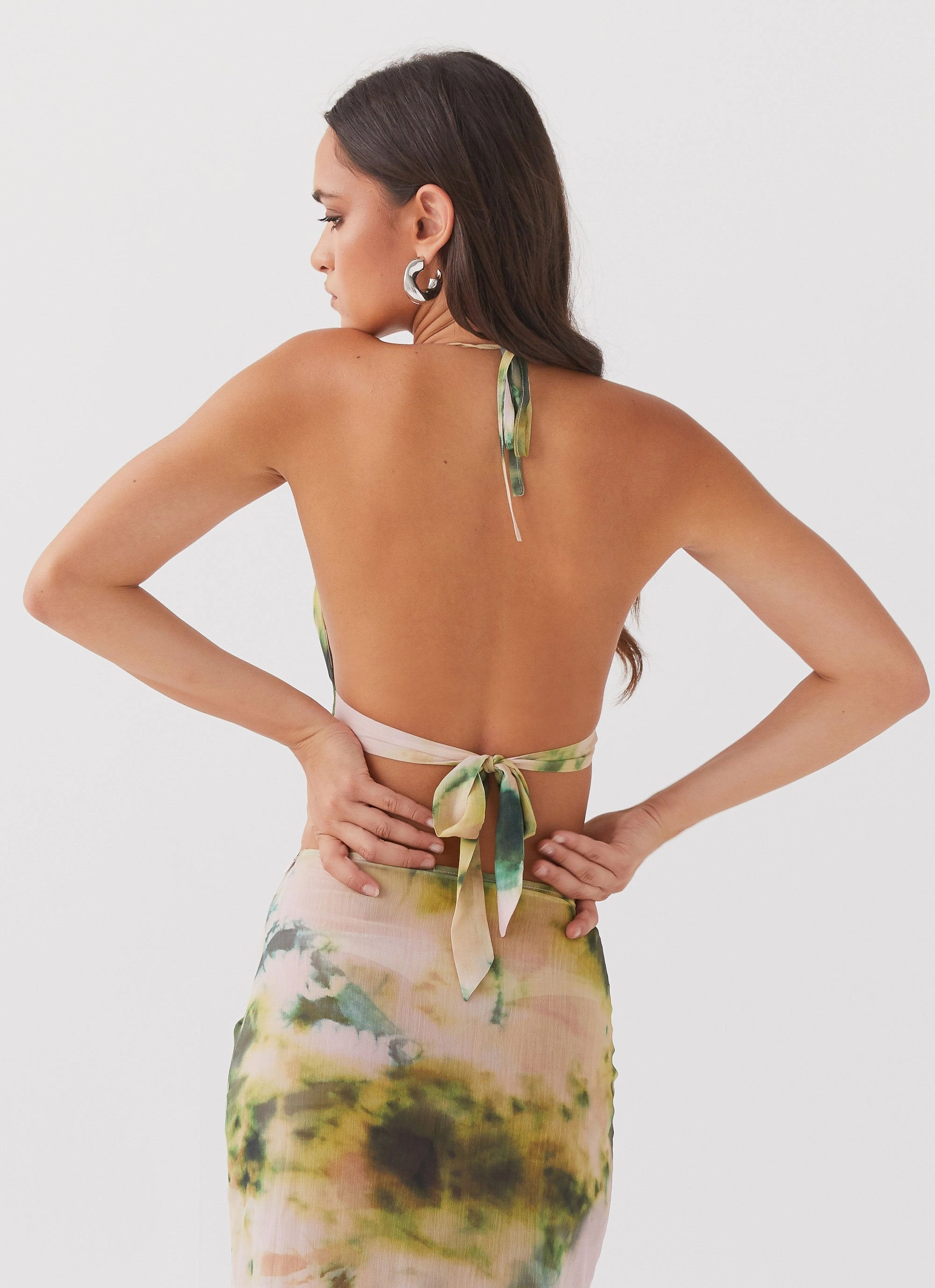 Stretchable Knit Laser Cut Edges Zenta Cowl Neck Top - Rainforest