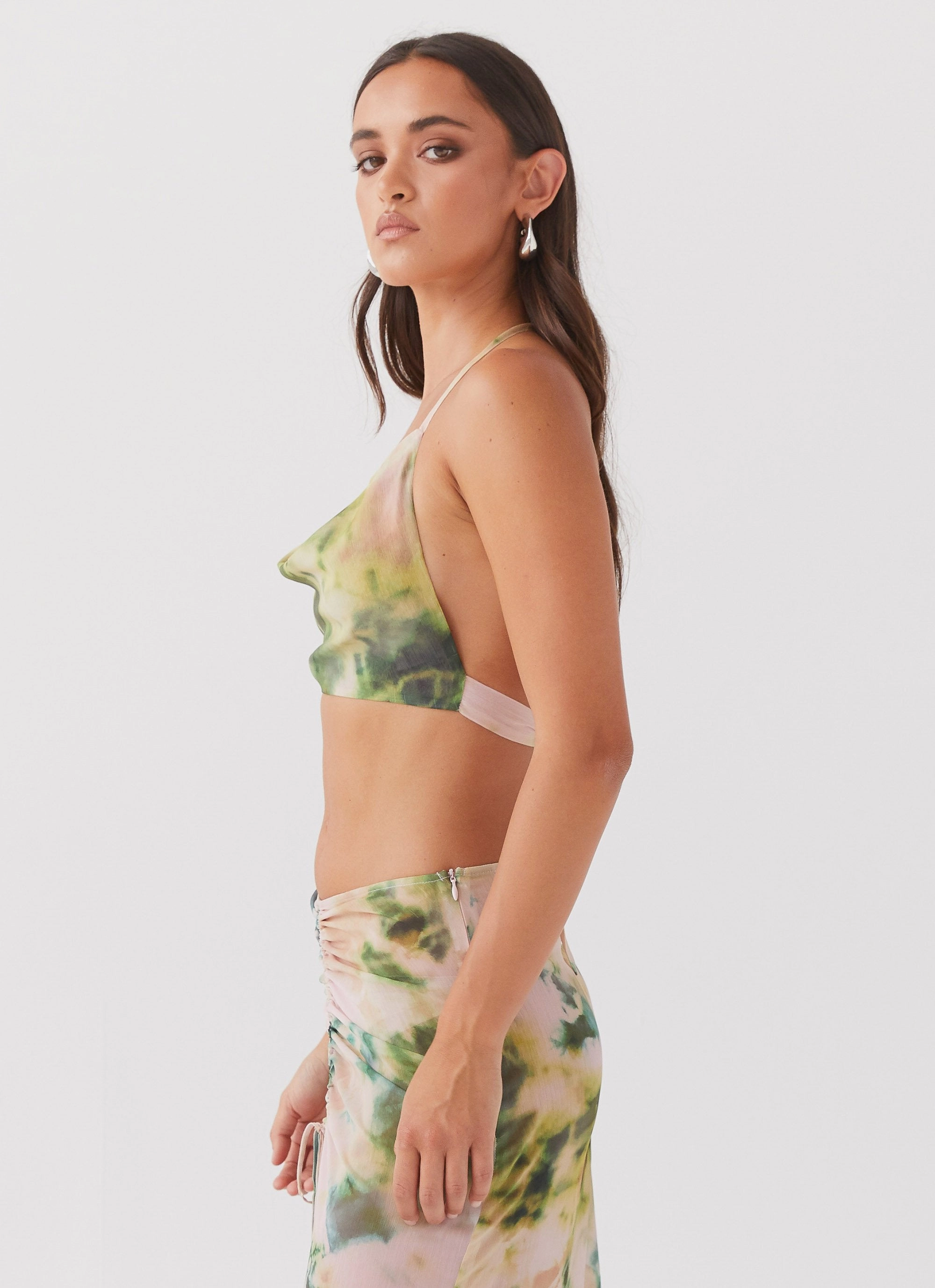 Zenta Cowl Neck Top - Rainforest OEKOTEX Certified Fabric