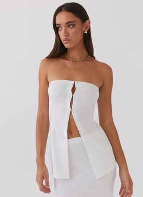 Delicate Lady Knit Top - White NonRestrictive Cut