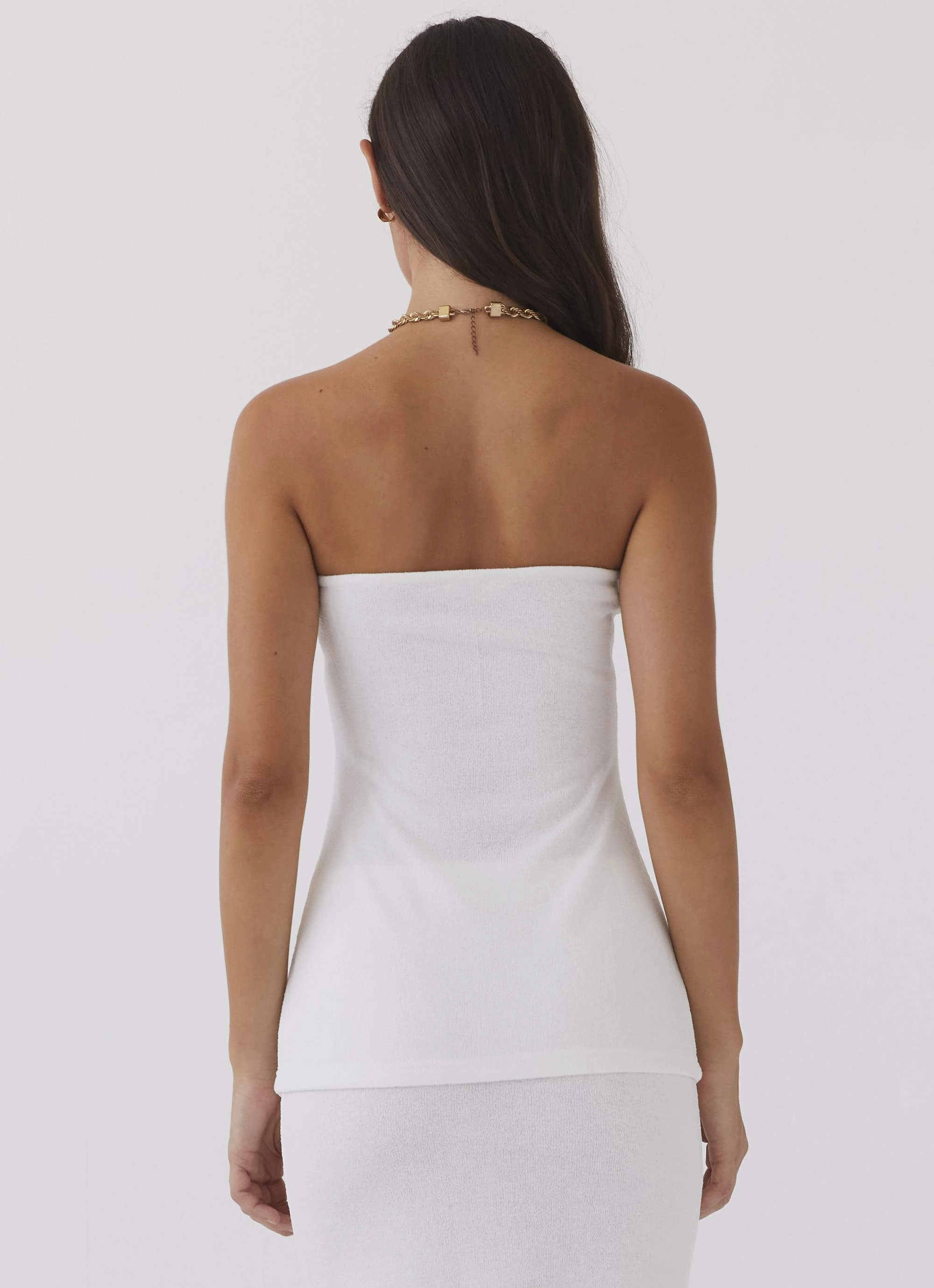Smooth Interior Lining YarnDyeStripe Delicate Lady Knit Top - White