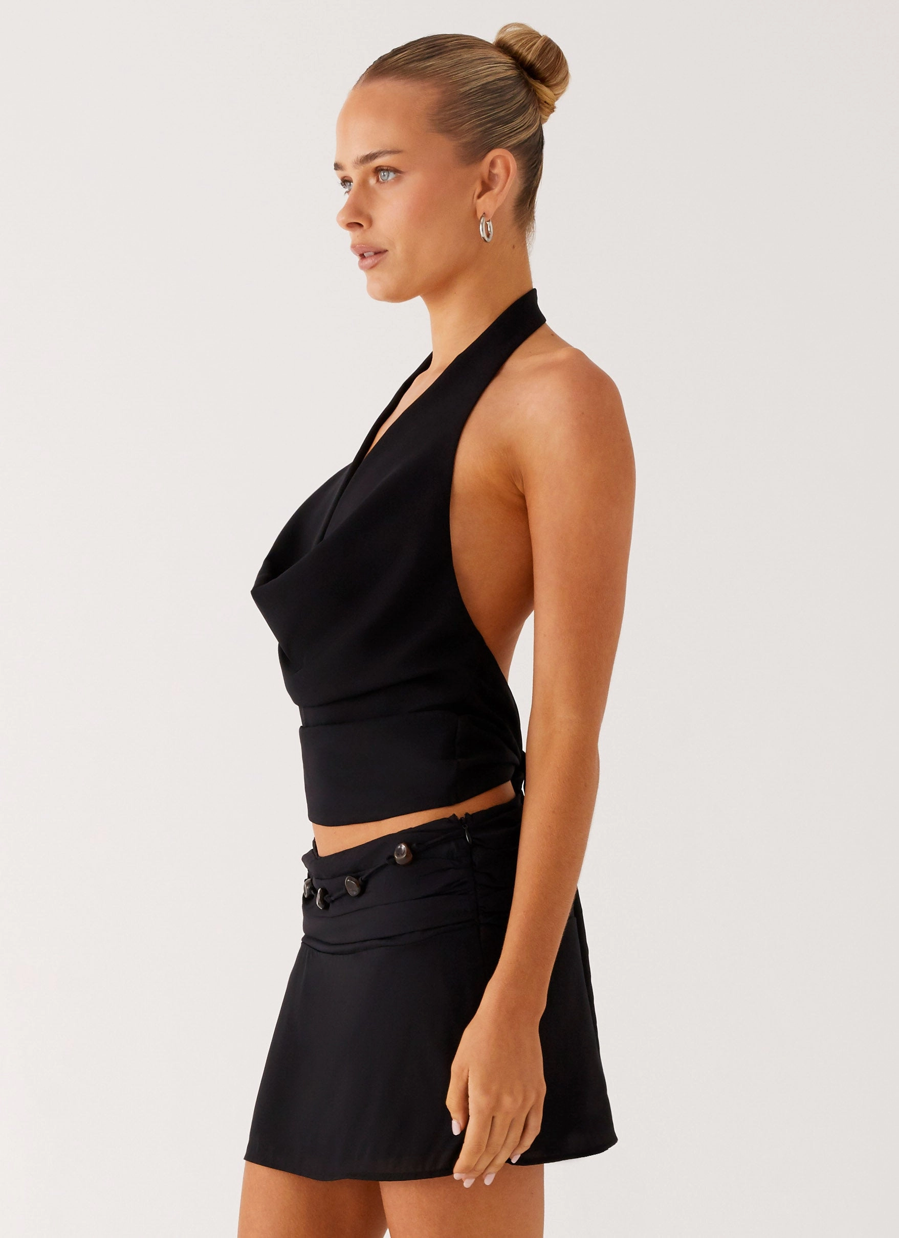 Amalia Cowl Top - Black Flex Fit Shoulder Construction UltraSoftInterior