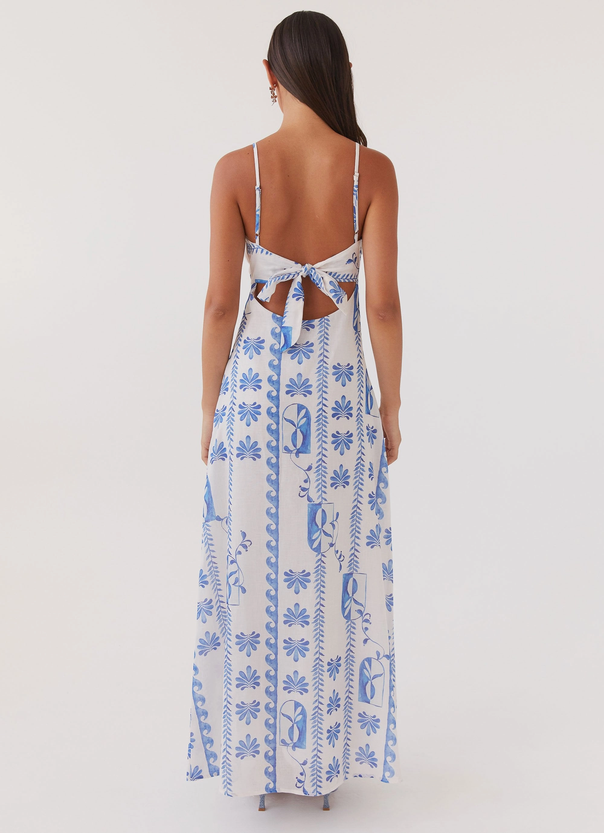 Flora Linen Maxi Dress - Floral Wave Formal Style