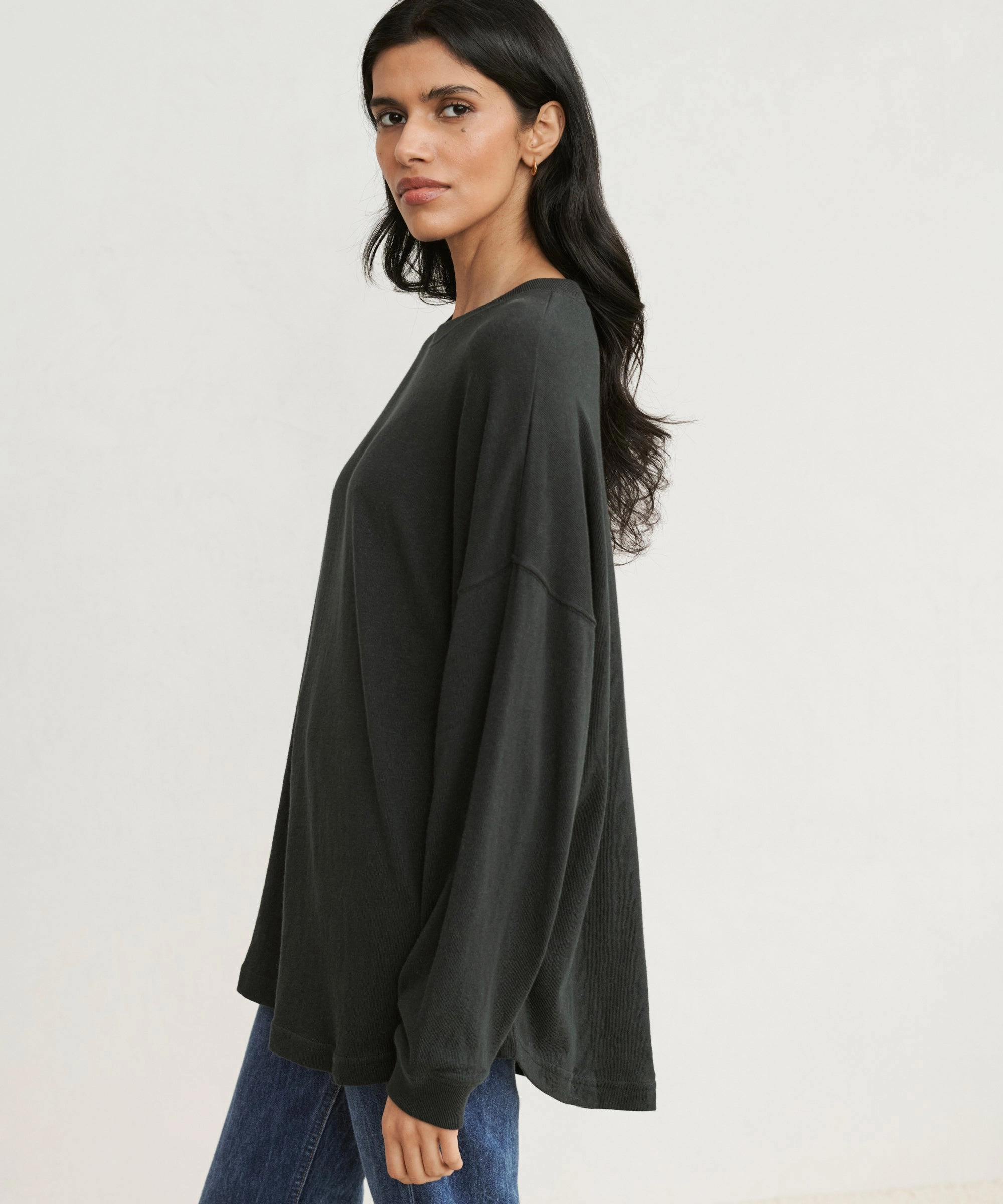 Yarn Dyed Pattern Cloth Boyfriend Long-Sleeve Tee