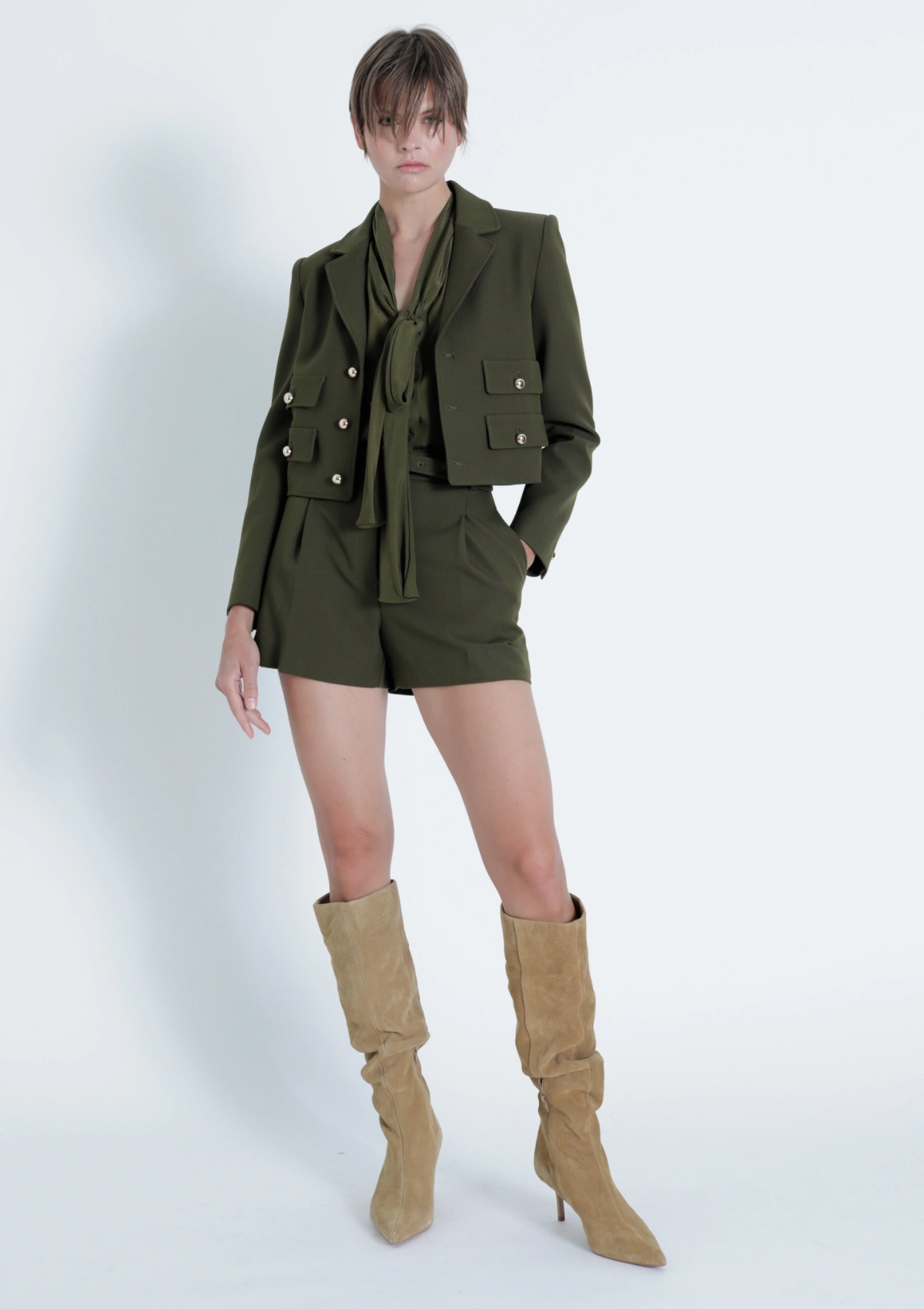 Ribbed Hem Marie Cropped Blazer
