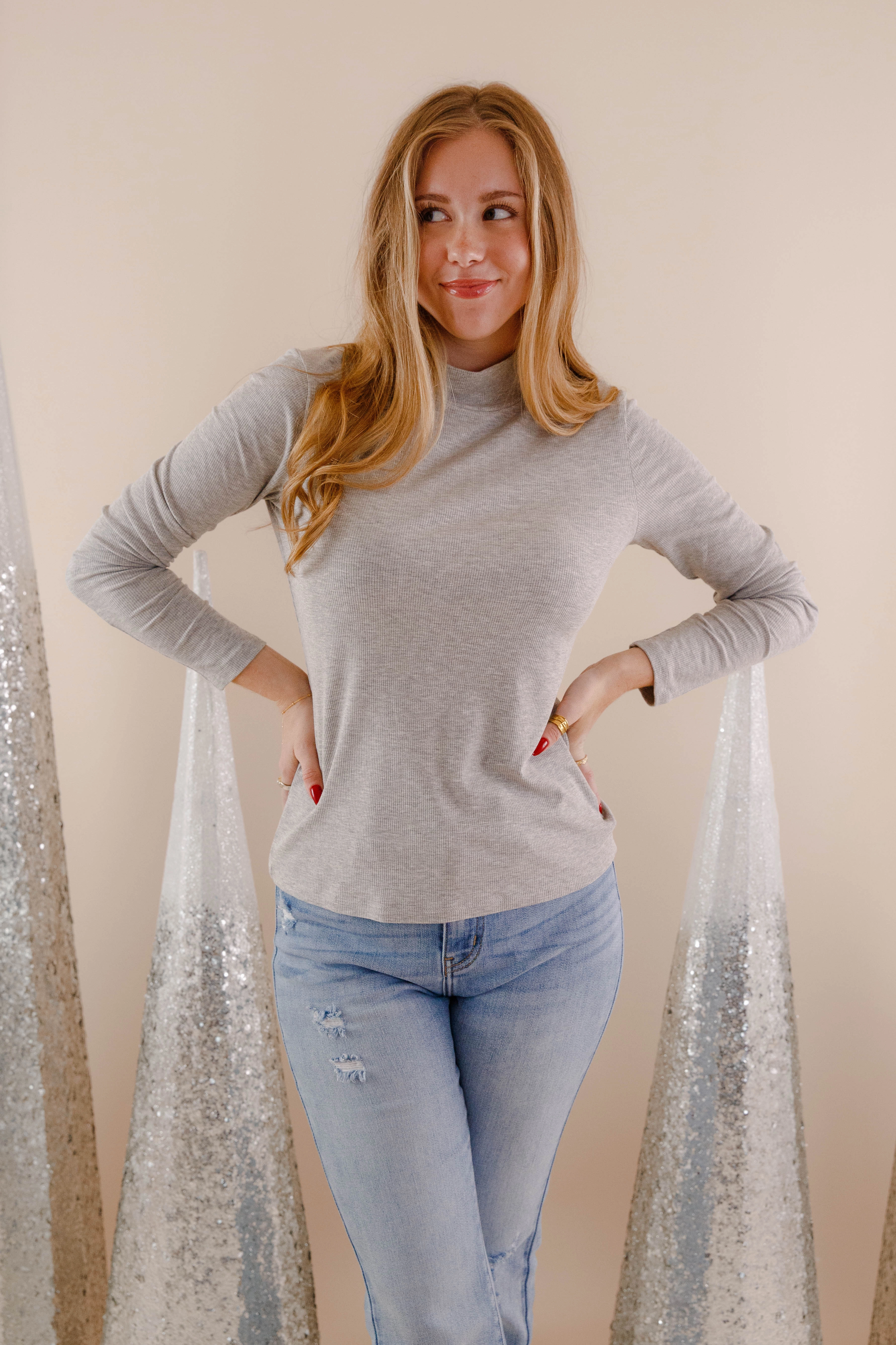 There She Goes Again Ribbed Top-Heather Grey All-Purpose Wear HighDurabilityWeave